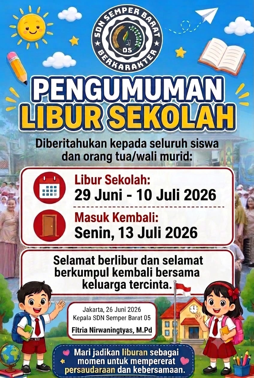 Pengumuman Libur Sekolah Semester Genap Tahun Ajaran 2025/2026