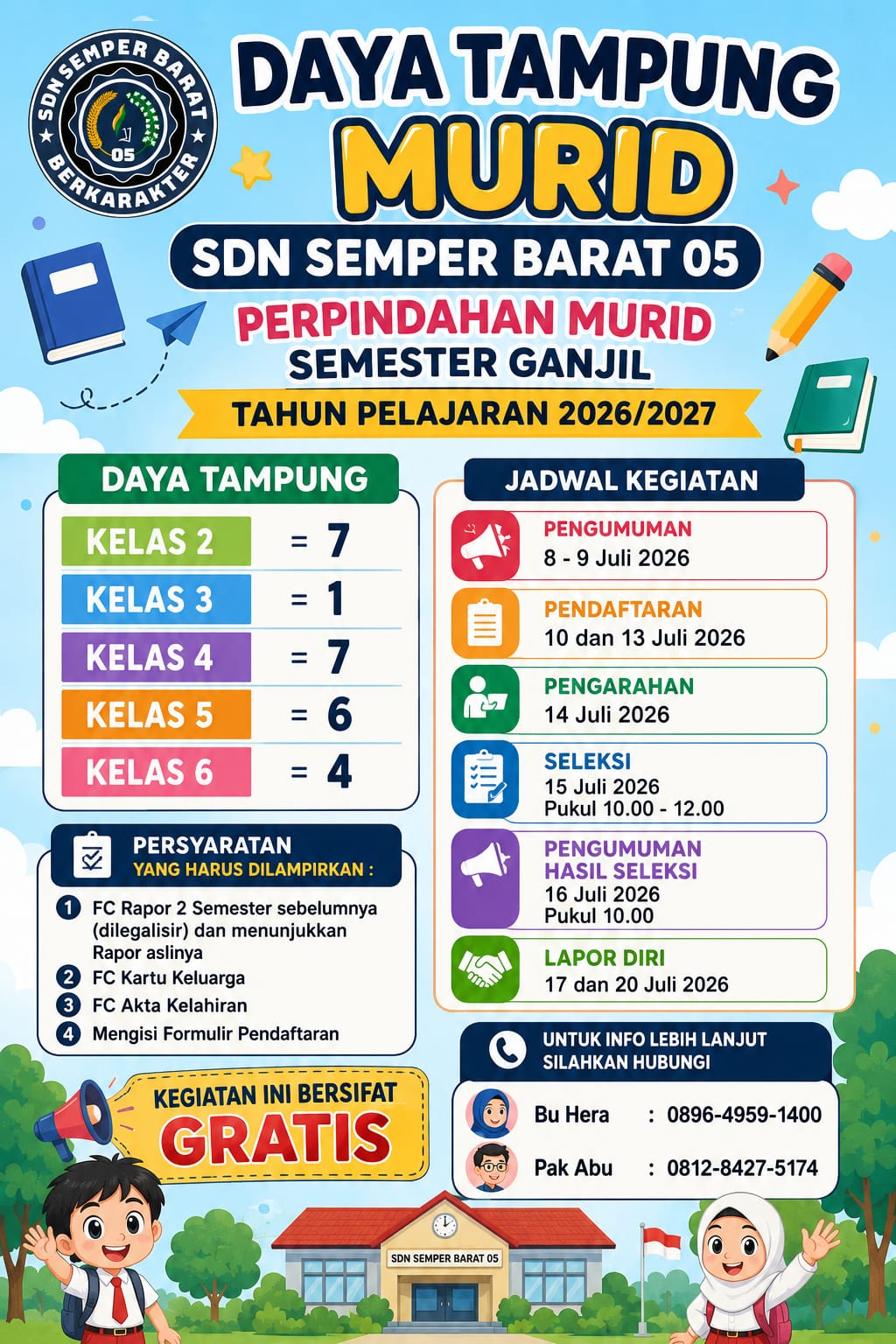Pengumuman Daya Tampung Perpindahan Murid Tahun Ajaran 2026/2027